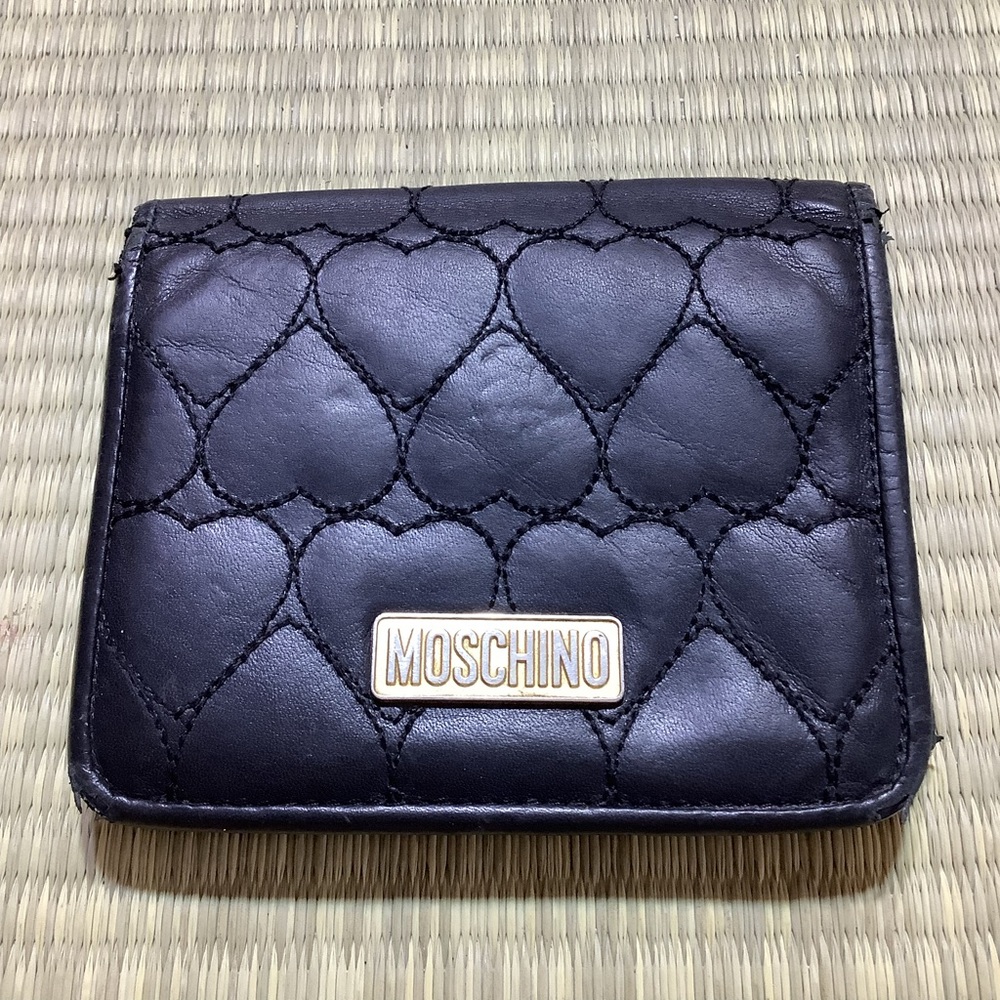 Moschino Black Heart-Quilted Wallet